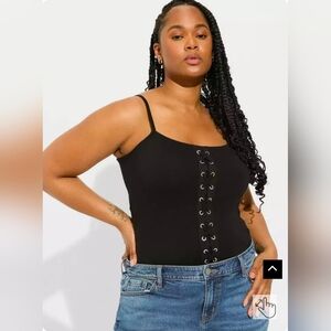 Torrid Size 5 Foxy Black Lace Up Tank Top